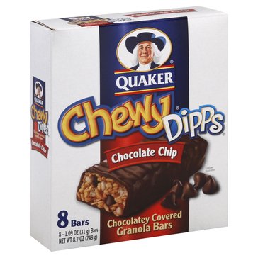 Quaker Chewy Dipps Chocolate Chip Chocalatey Covered Granola Bars, 6-count