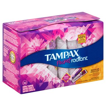 Tampax Pocket Radiant Tampons Regular. 28-Count