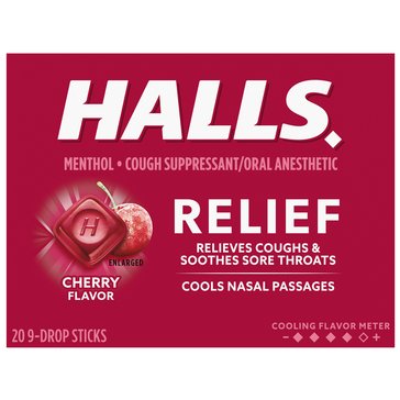 Halls Cherry Cough Drops Singles 9ct