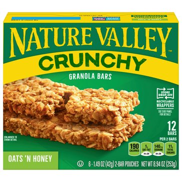 Nature Valley Crunchy Oats N' Honey Granola Bars, 6-count