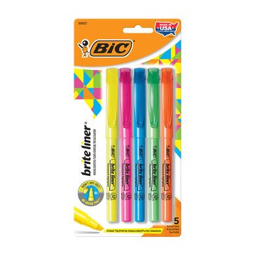 Bic Brite Liner Multi-Color Highlighters, 5-count