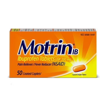 Motrin IB Pain Reliever/Fever Reducer 200mg Tablets, 50-count