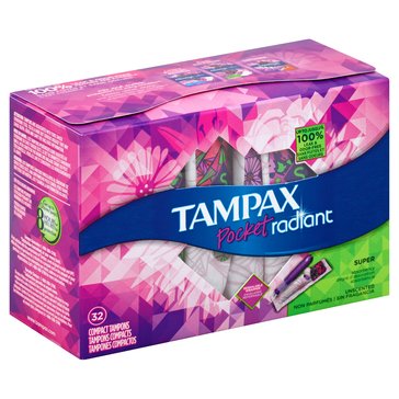 Tampax Pocket Radiant Tampons Super, 28-Count