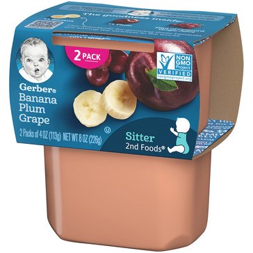 Gerber Second Foods Banana and Plum Grape 2 Pack Baby Food, 4oz