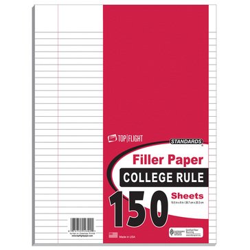 Top Flight 150 Sheet College Ruled Filler Paper