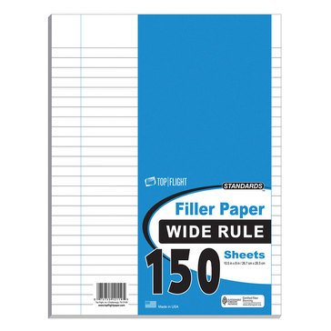 Top Flight Wide Ruled Filler Paper, 150-count
