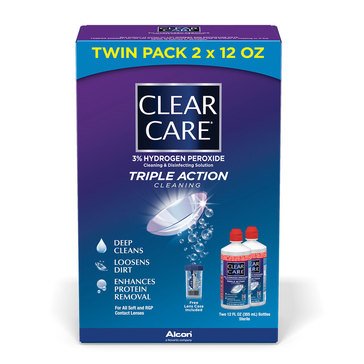 Clear Care Cleaning & Disinfection No Rub Clear Action 2-Pack Solution, 24 fl oz