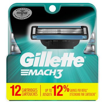 Gillette Mach3 Cartridges 12-Count 3-Pack