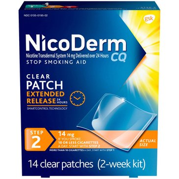 Nicoderm Step 2 Clear Smoking Cessision 14mg Patch, 14-count