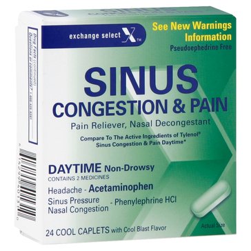 Exchange Select Sinus Congestion & Pain Daytime Caplets, 24-count