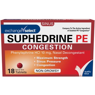 Exchange Select Non-Drowsy Suphedrine PE Congestion Tablets, 18-count