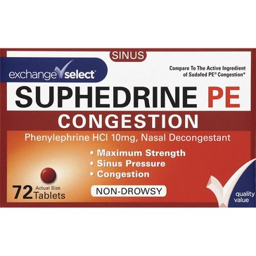 Exchange Select Suphedrine Non-Drowsy Congestion Relief Tablets, 72-count