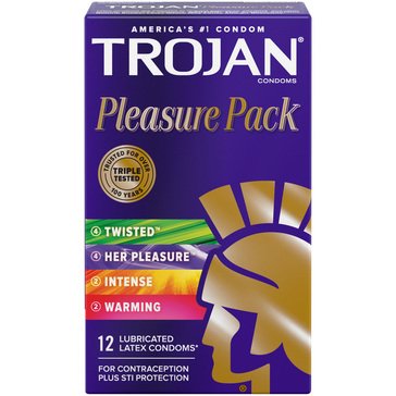 Trojan Pleasure Pack Lubricated Latex Condoms, 12-count