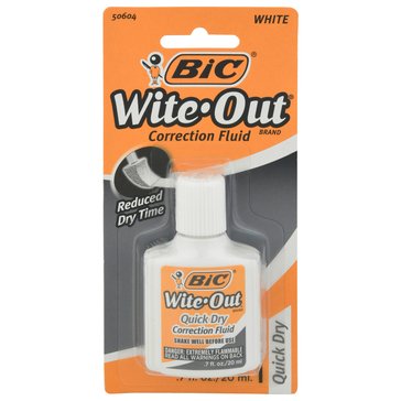 BIC White Out Quick-dry Correction Fluid, 1pk