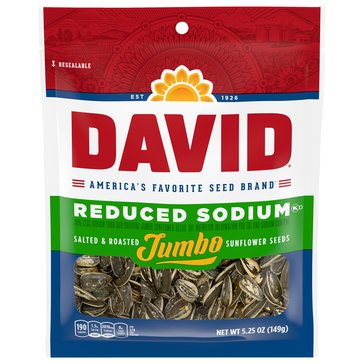 David Reduced Sodium Jumbo Sunflower Seeds, 5.75oz
