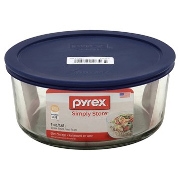 Pyrex 7-cup Round Dish with Blue Lid