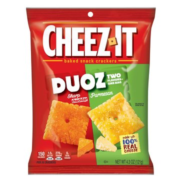 Cheez-It Duoz Sharp Cheddar + Parmesan Baked Snack Crackers, 4.3oz