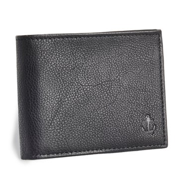 Custom Leather Anchor Leather Bifold Wallet - Black