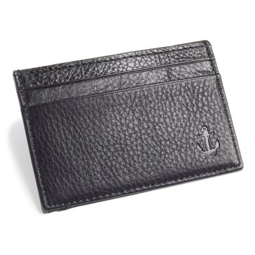 Custom Leather Anchor Leather Front Pocket Wallet - Black