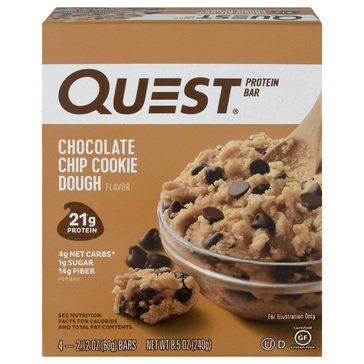 Quest Chocolate Chip Cookie Dough Bar 4pk