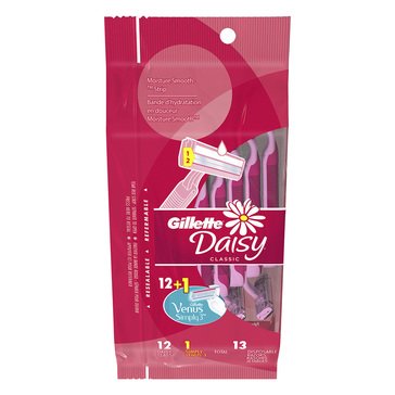 Gillette Venus Daisy Malibu Disposable Razors 12-Count+1 Bonus