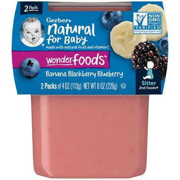 Gerber Second Foods Banana and Mixed Berry 2 Pack Baby Food, 4oz