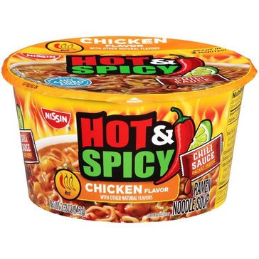 Nissin Bowl Hot & Spicy Chicken Noodles 3.32oz