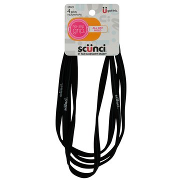 Scunci No Slip Headwraps Black 4-Count