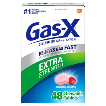 Gas-X Extra Strength Antigas 125Mg Chewable Cherry Box 48Ct Tablets