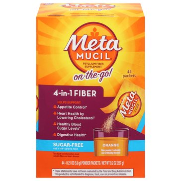 Metamucil Orange Smooth MultiHealth Fiber Sugar Free, 44-count