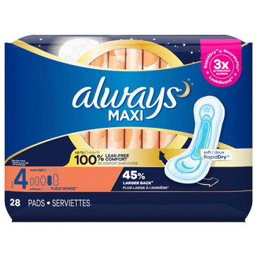 Always Maxi Long Super W/Flexwing, 32-count