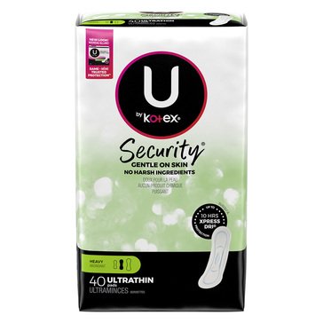 U by Kotex Security Long Unscented Ultra Thin Pads, 40-count