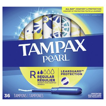 Tampax Pearl Unscented Regular Tampons, 36-count