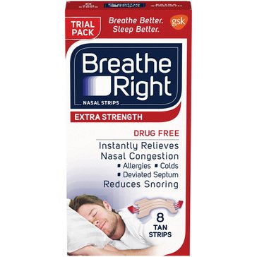 Breath Right Extra Strength Instant Nasal Relief Tan Strips, 10-count