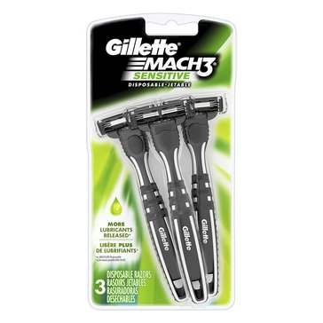 Gillette Mach3 Sensitive Men's Disposable Razors 3-Count