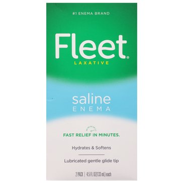 Fleet Enema Saline Laxative Easy Squeeze 133ml Twin Pack, 4.5oz