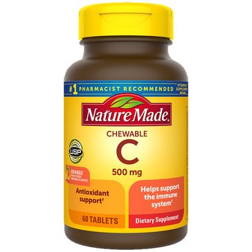 Nature Made 500mg Vitamin C Chewable Orange Caplets, 60-count