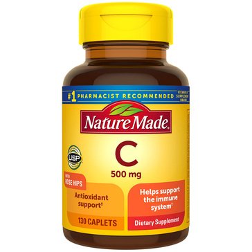 Nature Made 500mg Vitamin C with Rose Hips 500 Caplets, 130-count