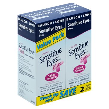 Bausch + Lomb Sensitive Eyes Plus Saline 2x, 12oz