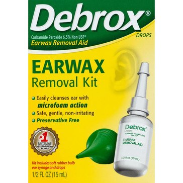 Debrox Earwax Removal Kit with Ear Drops and Bulb Ear Syringe, .5 fl oz