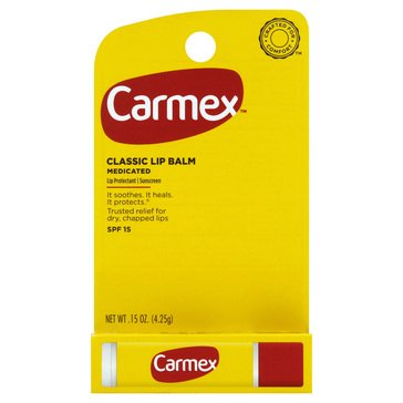 Carmex Medicated Lip Balm SPF15 Sunscreen Stick, 0.15oz