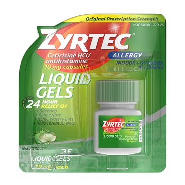 Zyrtec 24 Hour Allergy Relief Liqui-Gels, 25-count 