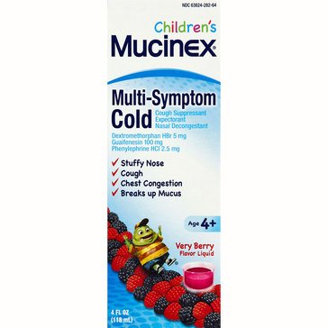 Mucinex Children's Multi-Sympton Cold Relief Very Berry Liquid, 4 fl oz   