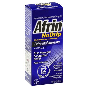 Afrin 12 Hour No-Drip Extra Moisturizing Pump Mist Nasal Spray, .5 fl oz