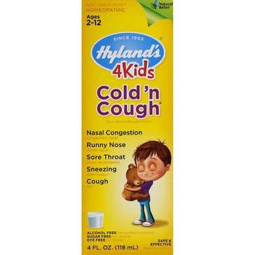 Hyland's 4 Kid's 2+ Cold 'n Cough Natural Relief Liquid, 4 fl oz