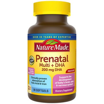 Nature Made Prenatal Multi-Vitamin + 200mg DHA Softgels, 90-count