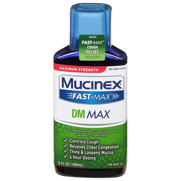 Mucinex Fast Max DM Maximum Strength Cough Suppressant & Expectorant Liquid, 6 fl oz