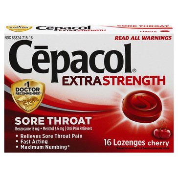 Cepacol Extra Strength Sore Throat Cherry Lozenges, 16-count