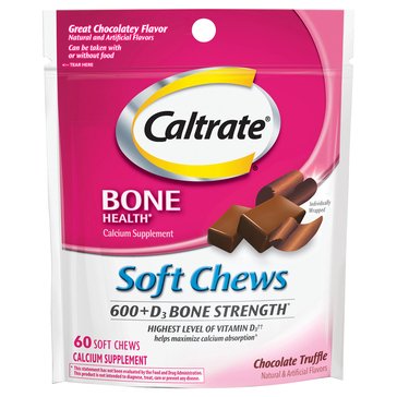 Caltrate 600 Plus D3 Bone Strength Soft Chews, 60-Count