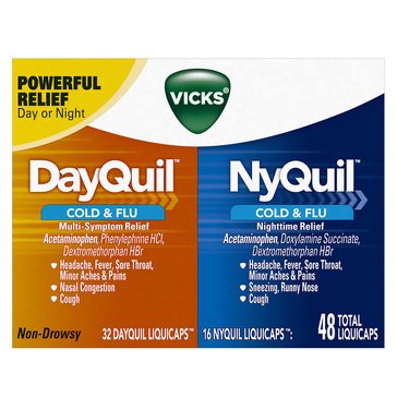 Vicks Dayquil/Nyquil Cold & Flu Combo Liqui-Caps, 48-count